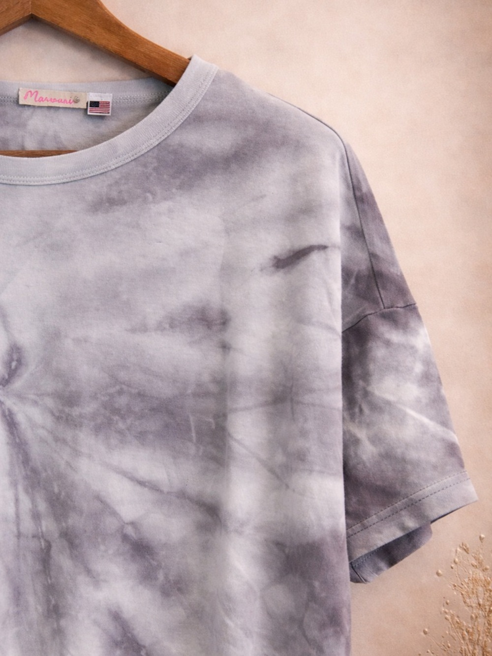 Anthropologie Maronie Tie Dye Tee Gray Knit Shirt Medium USA Made Cotton Modal - Picture 4 of 6